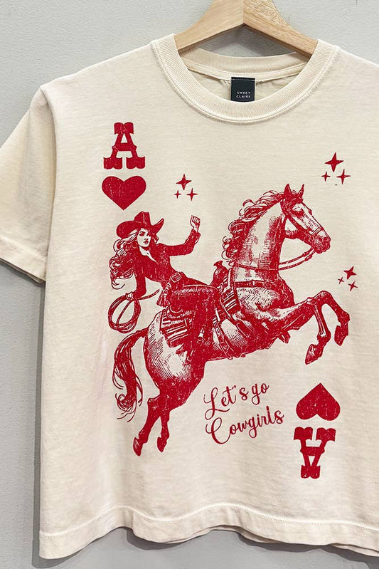 Cowgirl Playing Card Tee : IVORY / CROPPED