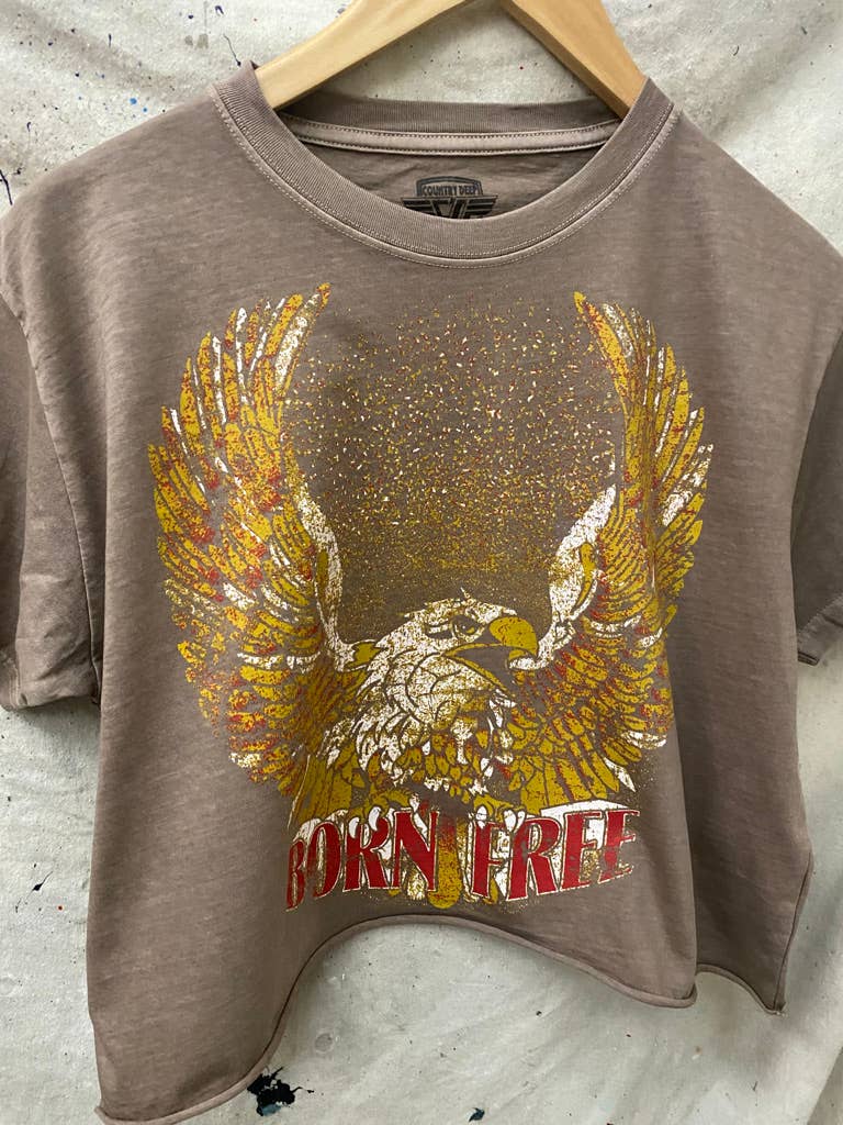 Born Free Relaxed Crop T-shirt  : Medium Faded Brown