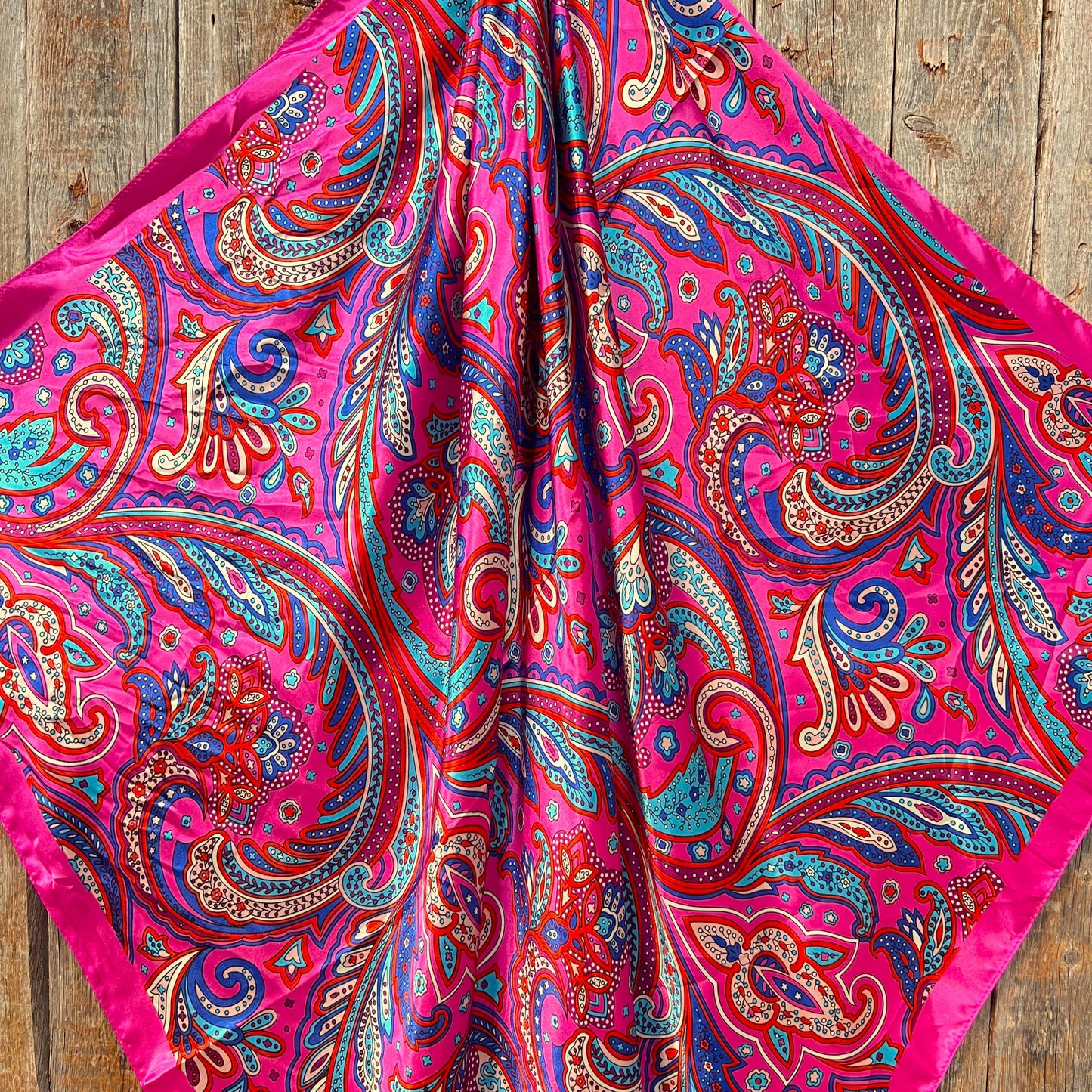 35X35"  Pink Hippie Paisley Wild Rag/Scarf