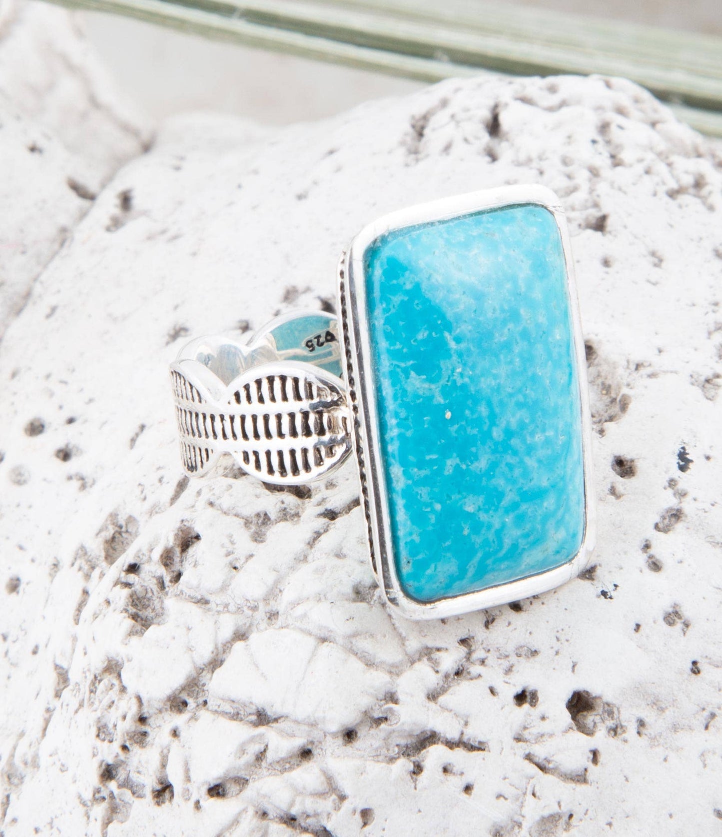 Zion Blue Turquoise and Sterling Silver Ring: 9