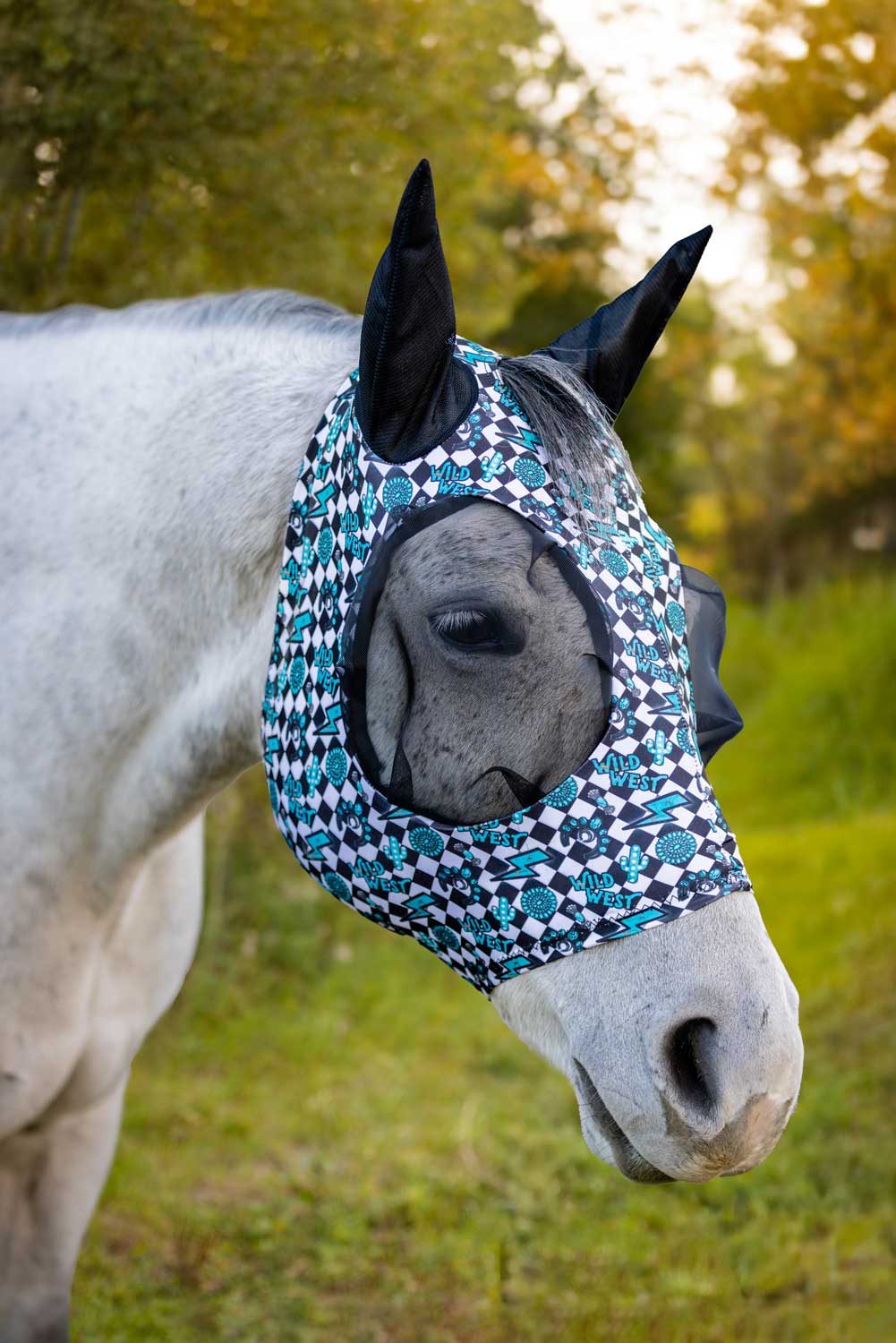 Lycra Fly Mask: Turquoise Glass / Horse