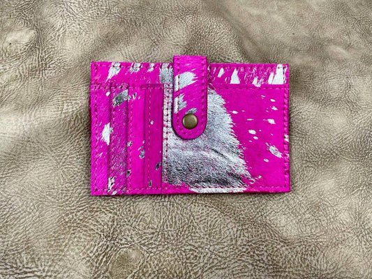 Silver Acid Wash on Brown Credit Card Wallet: 1