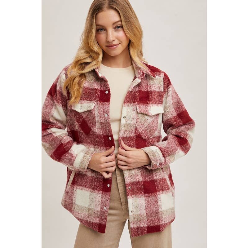 PLAID SHACKET: MOCHA COMBO / M