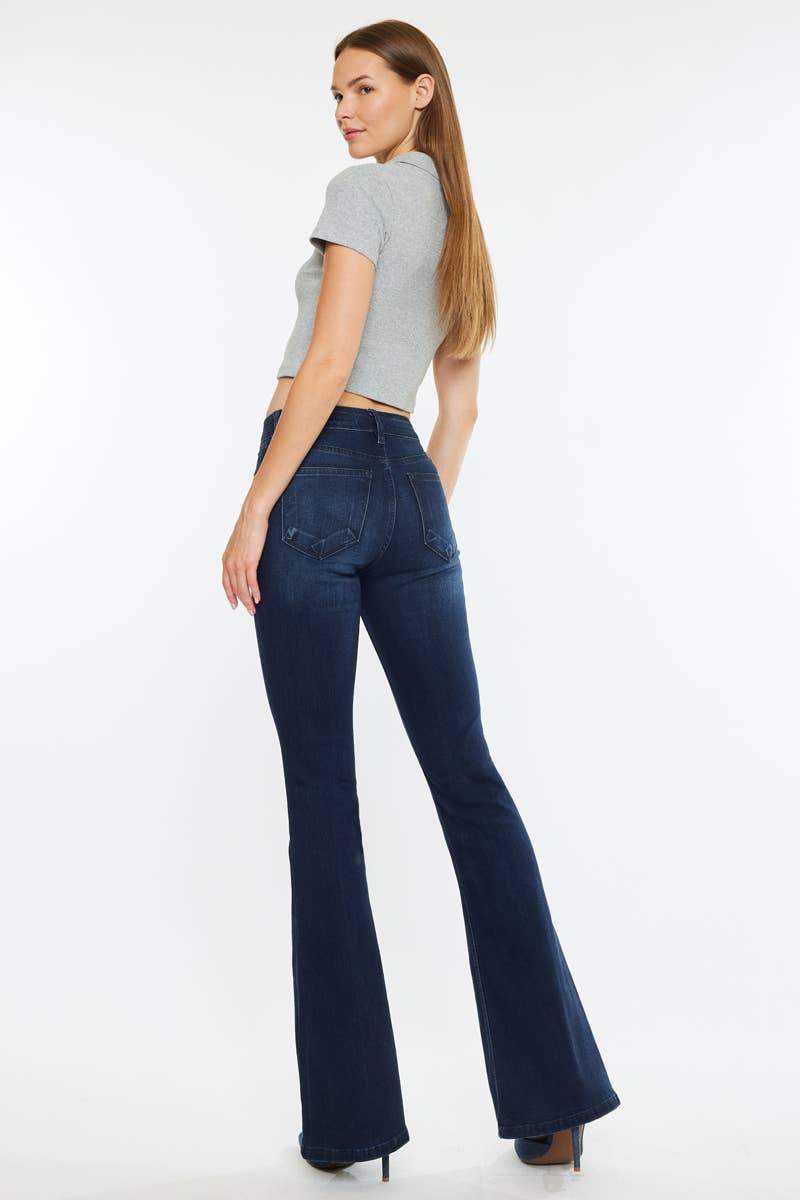OPEN PACK MID RISE FLARE JEANS-KC6102D-OP: DARK / 5/26