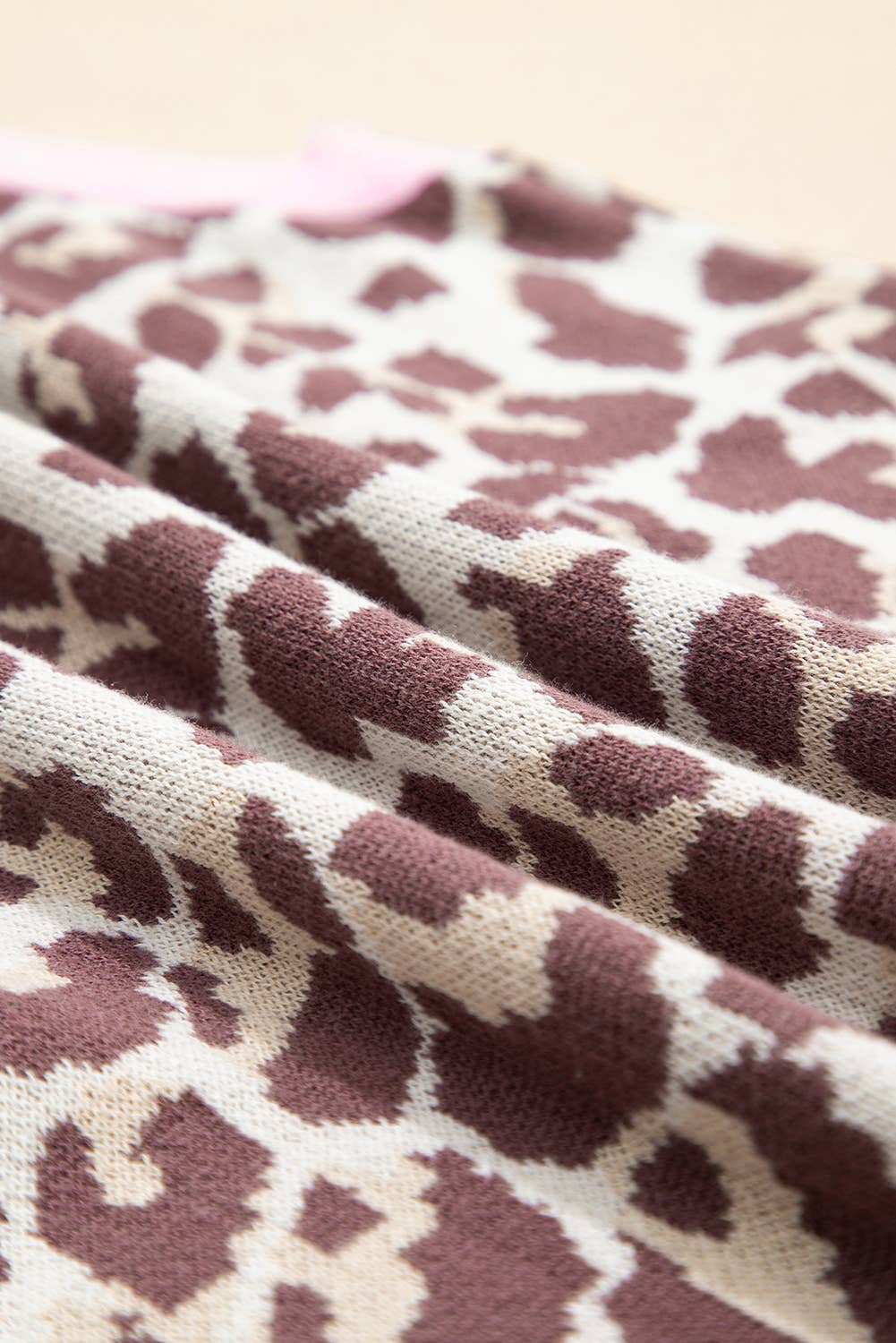 Leopard Pattern Contrast Ribbed Trim Sweater Vest