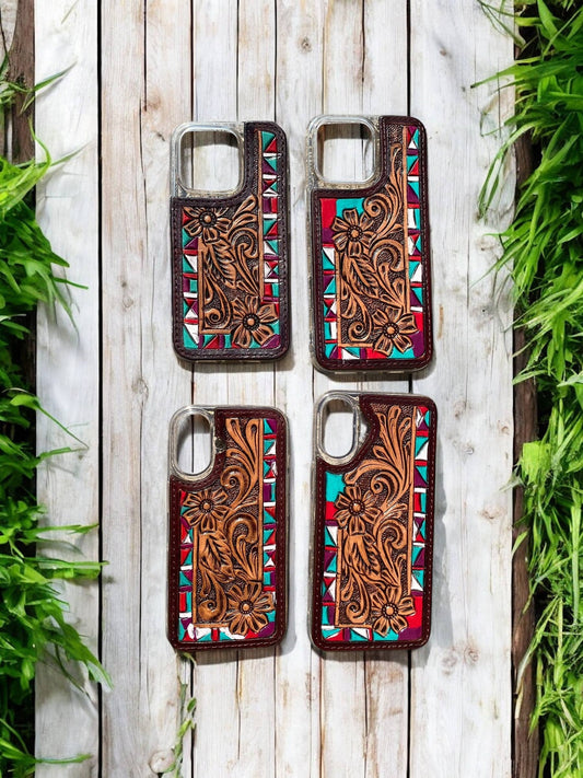 Aztec Leather iPhone Case: 15 Pro