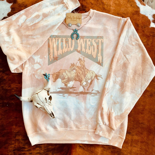 Wild West Cowboy Distressed Western Sweatshirt: L
