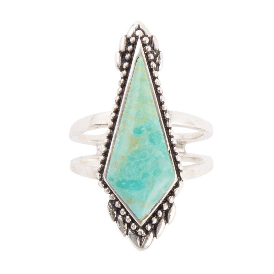 Anemone Turquoise and Sterling Silver Statement Turquoise Ring: 9