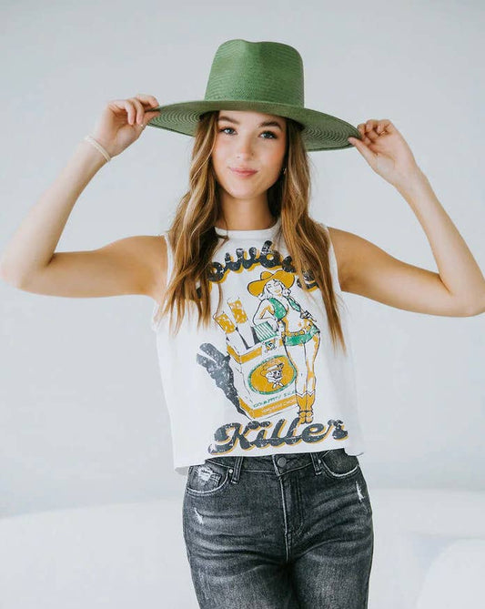 Cowboy Killer Muscle Crop Top  : Medium White