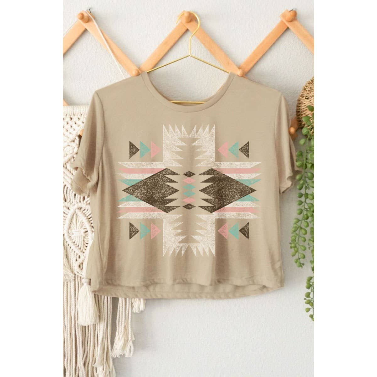 AZTEC GRAPHIC CROP TOP: Black / M