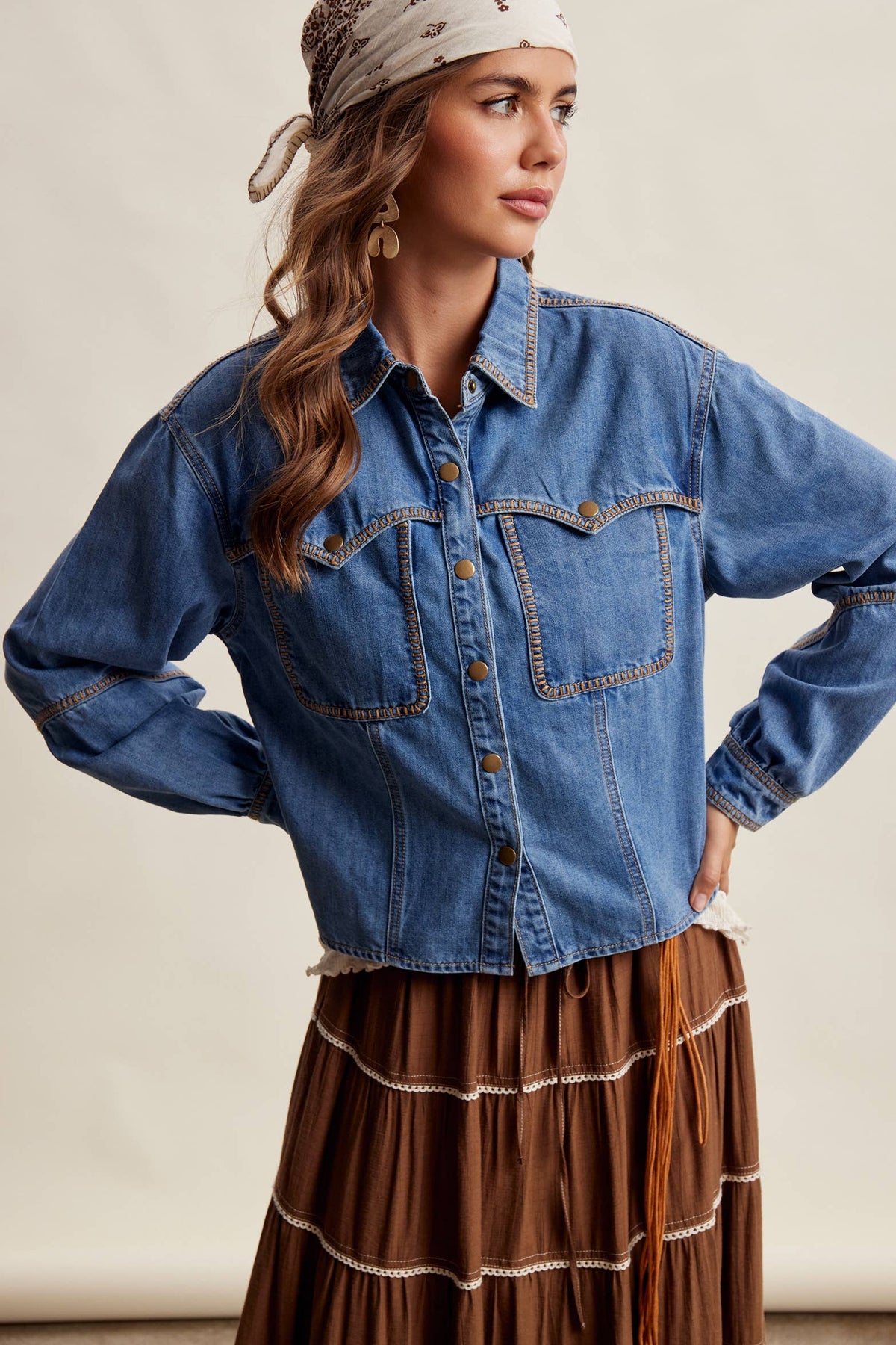 Western Stitch Denim Shirt LJ0281: Washed Cobalt / Contemporary / M