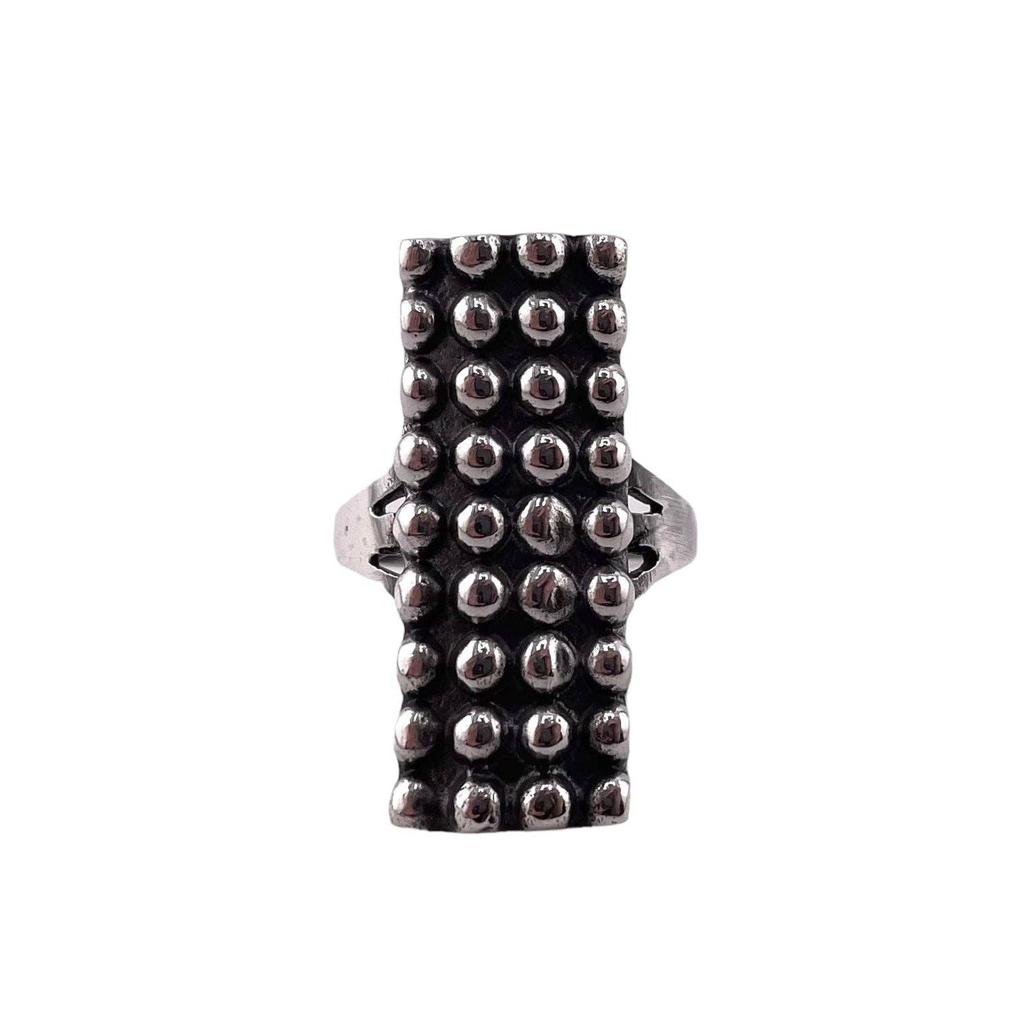 Ball Dot 4-Row Rectangle Ring Sterling Silver: 9