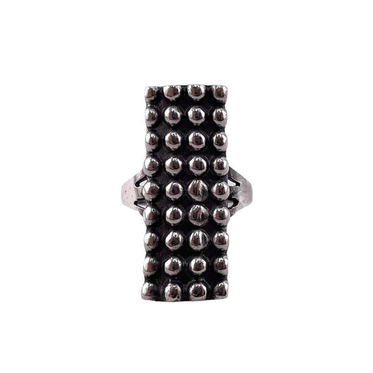 Ball Dot 4-Row Rectangle Ring Sterling Silver: 9