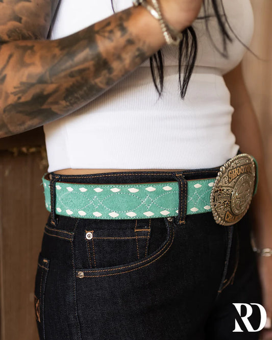 RD Mint Leather Buckstitch Belt