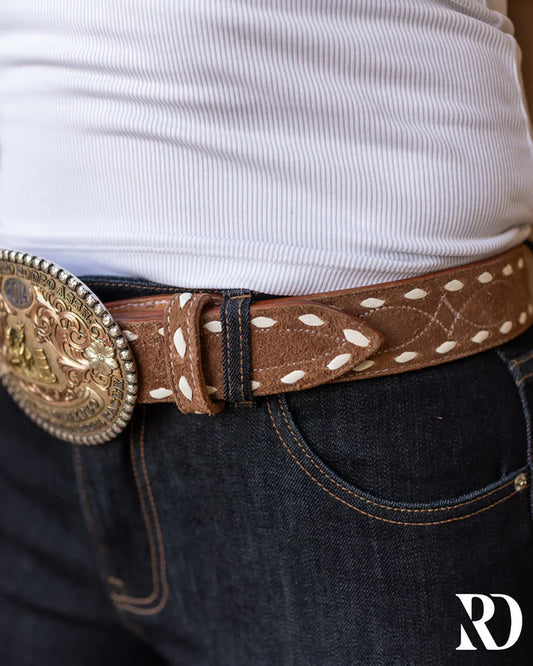 Brown Leather Buckstitch Belt